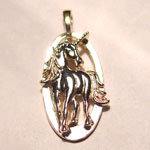 Sterling Silver unicorn in oval charm/pendant