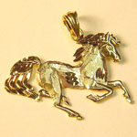 gold diamond cut galloping horse pendant
