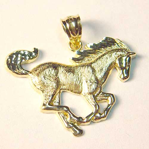 gold textured galloping horse charm/pendant
