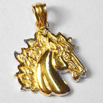 gold horse head charm/pendant with flowing mane