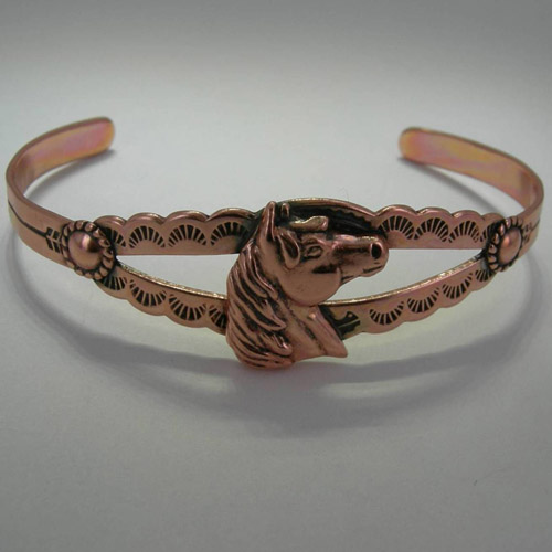 Copper horse head cuff bracelet