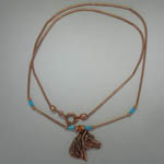 Copper liquid horse head necklace