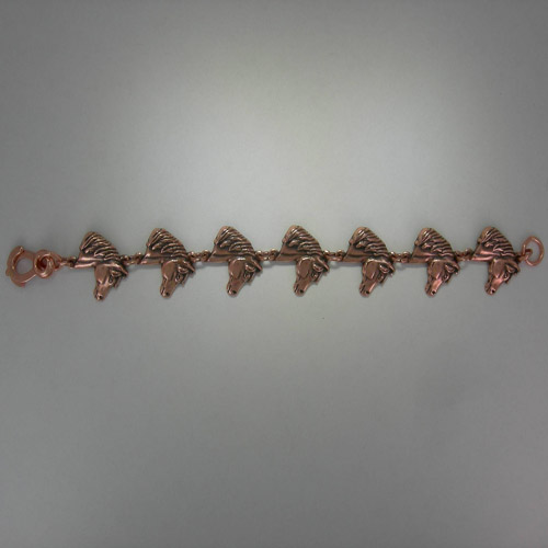 Copper horse head link bracelet