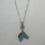 Sterling Silver Turquoise and Coral Horse Head necklace