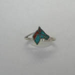 Sterling Silver Turquoise and Coral Horse Head ring