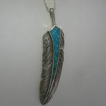 Sterling Silver Turquoise feather necklace