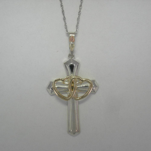 Landstroms Black Hills Gold double heart cross necklace