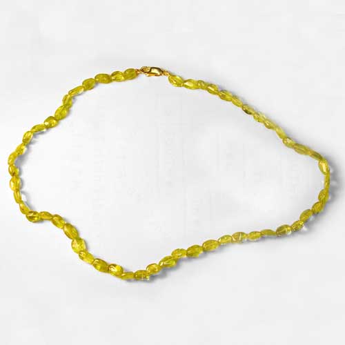 14 kt. y.g. Peridot bead necklace