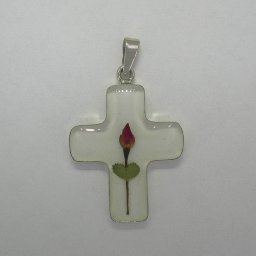 Sterling Silver white cross flower pendant