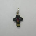 Sterling Silver small black cross with rose pendant