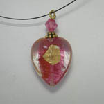 Venetian Glass Pink Rubino heart on nylon chain necklace