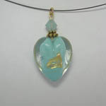 Venetian Glass Clear and Blue Pacific Opal heart on nylon cord necklace