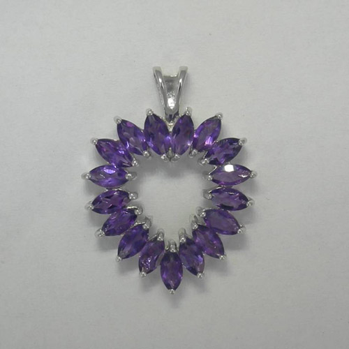 Sterling Silver Amethyst heart shaped pendant
