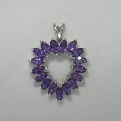 Sterling Silver Amethyst heart shaped pendant