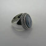 side of Sterling Silver Agate Cameo basket weave ring