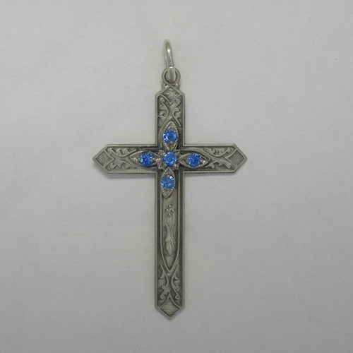 Sterling Silver September birthstone cross pendant