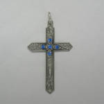 Sterling Silver September birthstone cross pendant