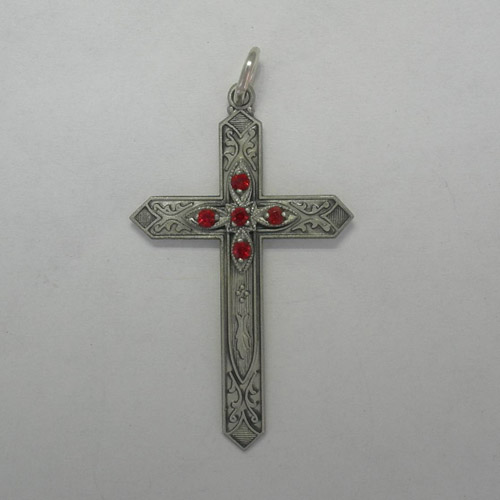 Sterling Silver Ruby birthstone cross pendant