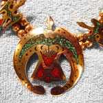 Sterling Silver Squask Blossom Turquoise and Coral Necklace