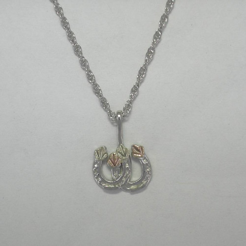 Black Hills Gold Sterling Silver double horse shoe neckace