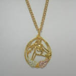Black Hills Gold horse head and leaves necklace