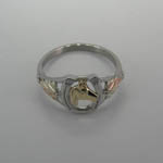 Top view of Black Hills Gold Sterling Silver horse head in horseshoe ring