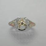 Black Hills Gold Sterling Silver horse head in horseshoe ring