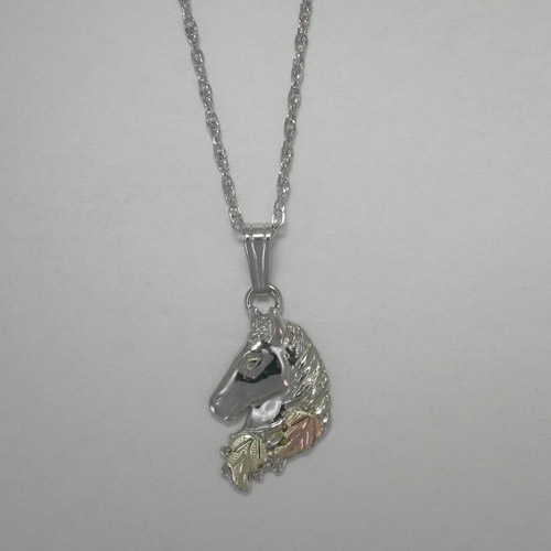 Black Hills Gold Sterling Silver small horse head necklace