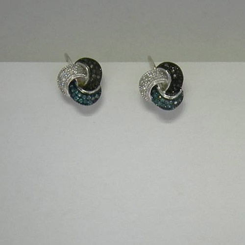 Sterling Silver diamond knot post earrings