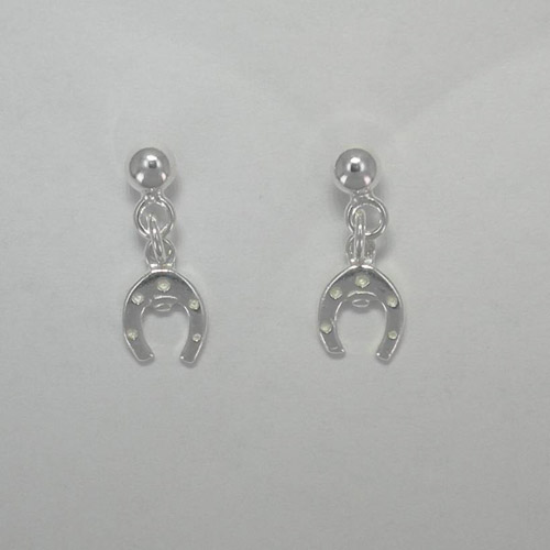 Sterling Silver small dangle horseshoe post earrings