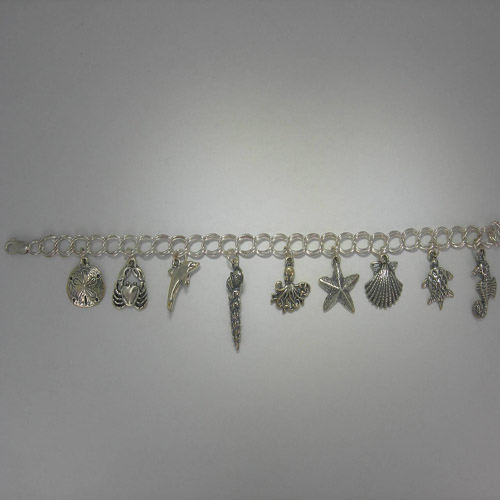 Sterling Silver Sea Life Nautical Charm Bracelet
