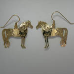 14 karat yellow gold plated Morgan horse earrings