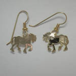 14 karat yellow gold plated small Clydesdale dangle earrings