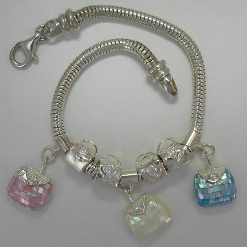 Sterling Silver Frolic Charm Bracelet with Purse charms