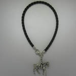 Sterling Silver Dressage horse and rider on leather cord bracelet