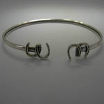 Sterling Silver small double horseshoes bangle bracelet