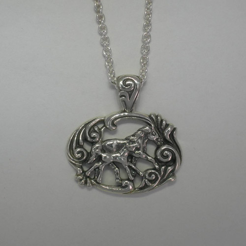 Sterling Silver trotting mare and foal necklace