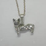Sterling Silver small 3 D Welsh Corgi dog necklace