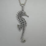Backside of 3 D Sterling Silver Sea Horse necklace