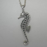 Sterling Silver large 3 D Sea Horse necklace