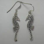 Sterling Silver 3 D Seahorse dangle earrings