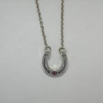 Sterling Silver horsesshoe with ruby necklace