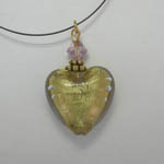 Venetian Glass gold and violet heart necklace