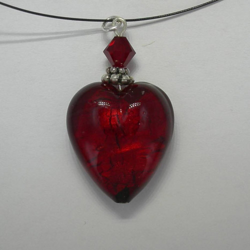 Venetian Glass Red heart necklace