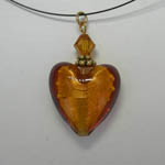Venetian Glass Amber colored heart necklace