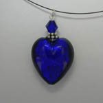 Venetian Glass cobalt blue heart necklace