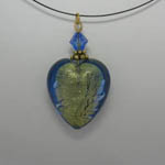 Venetian Glass blue and gold heart necklace