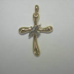 14 karat yg wg cross with dove pendant
