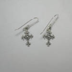 Sterling Silver small ornate cross dangle earrings