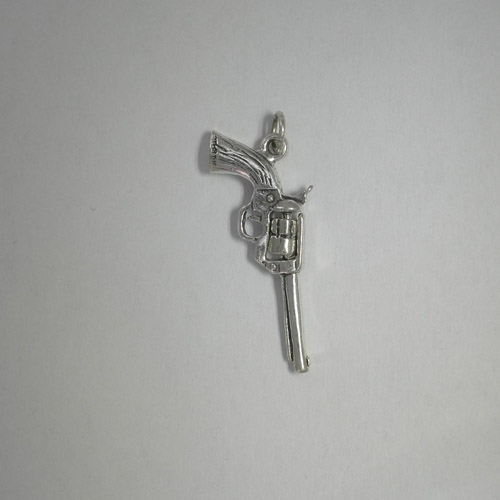 Sterling Silver revolver pistol charm pendant